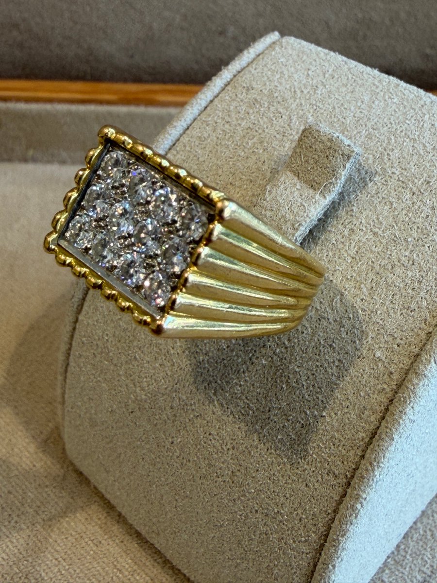 BAGUE CHEVALIERE EN OR  & DIAMANTS-photo-3