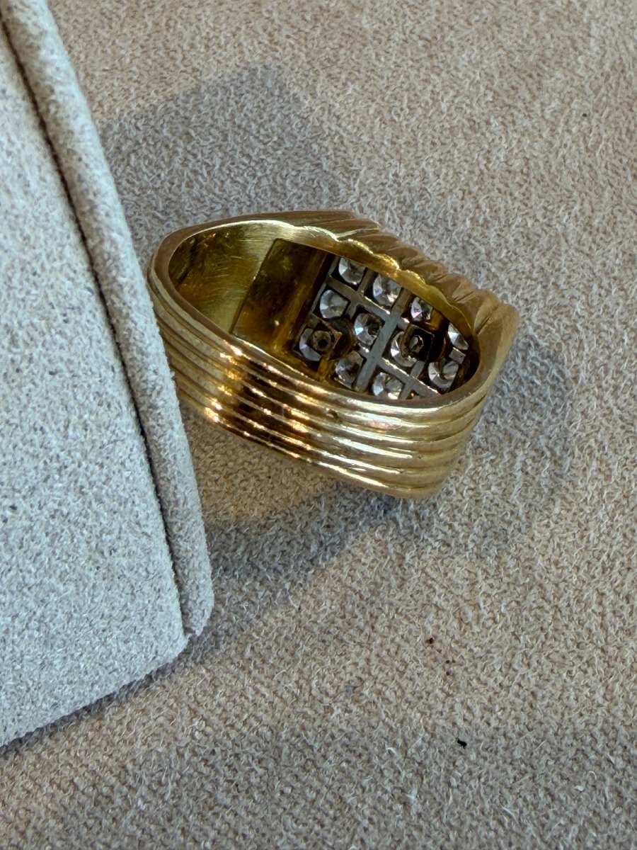 BAGUE CHEVALIERE EN OR  & DIAMANTS-photo-2