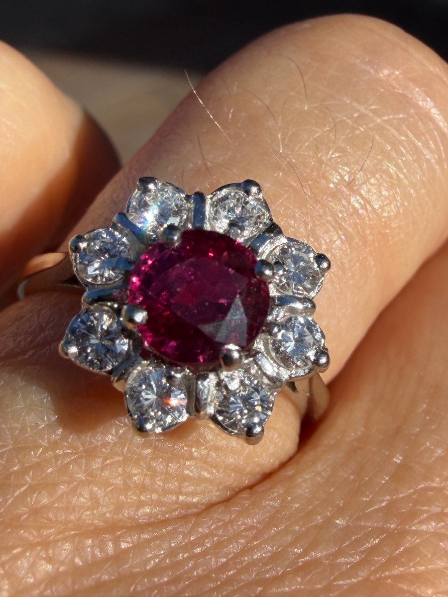 Daisy Ring With Ruby & Diamonds-photo-2