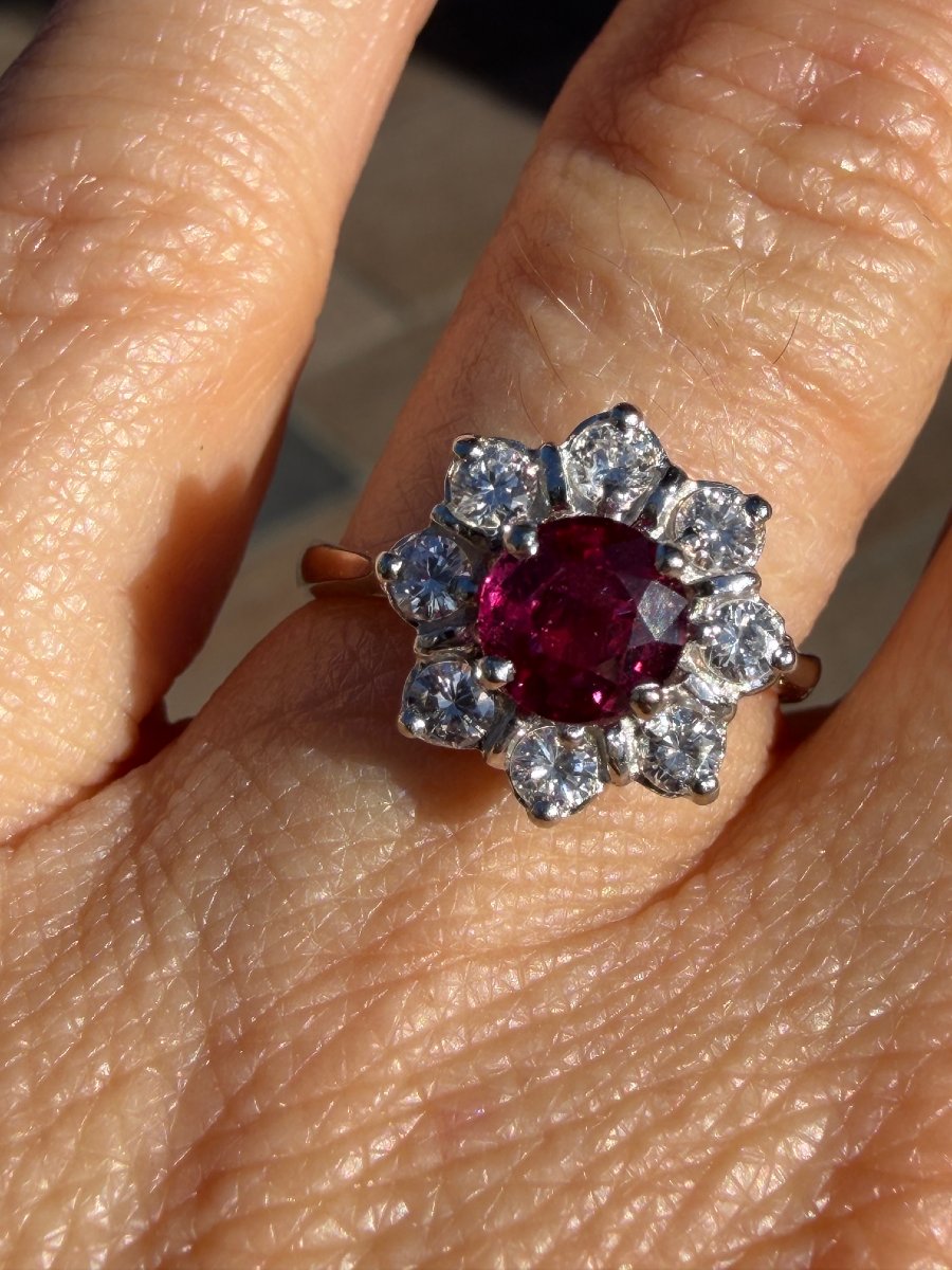 Daisy Ring With Ruby & Diamonds-photo-6