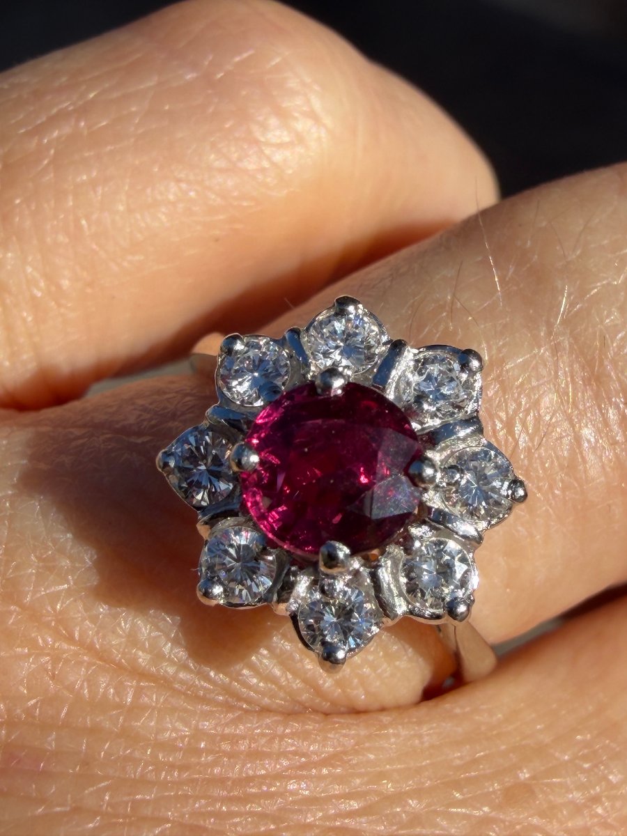 Daisy Ring With Ruby & Diamonds