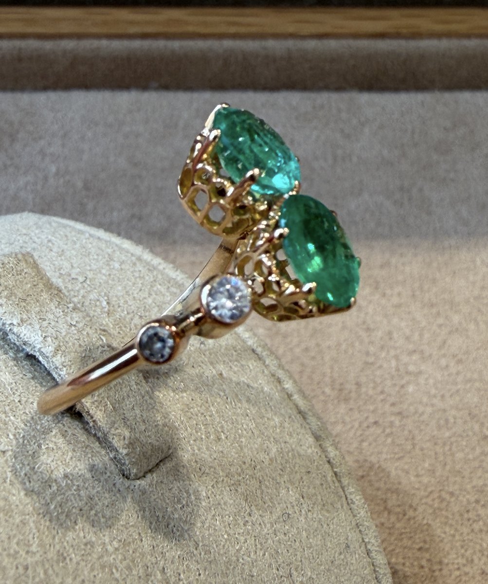 "you & Me" Emerald And Diamond Ring-photo-3