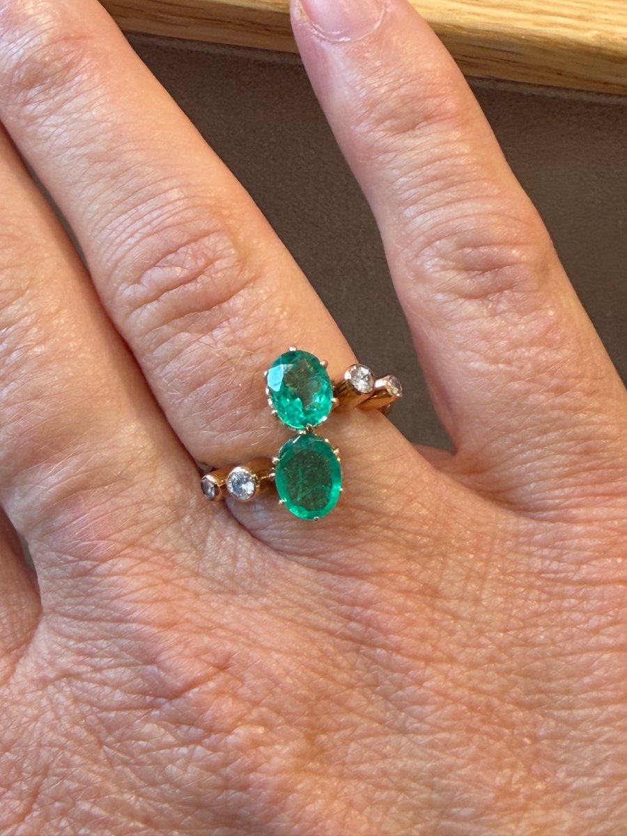 "you & Me" Emerald And Diamond Ring-photo-3
