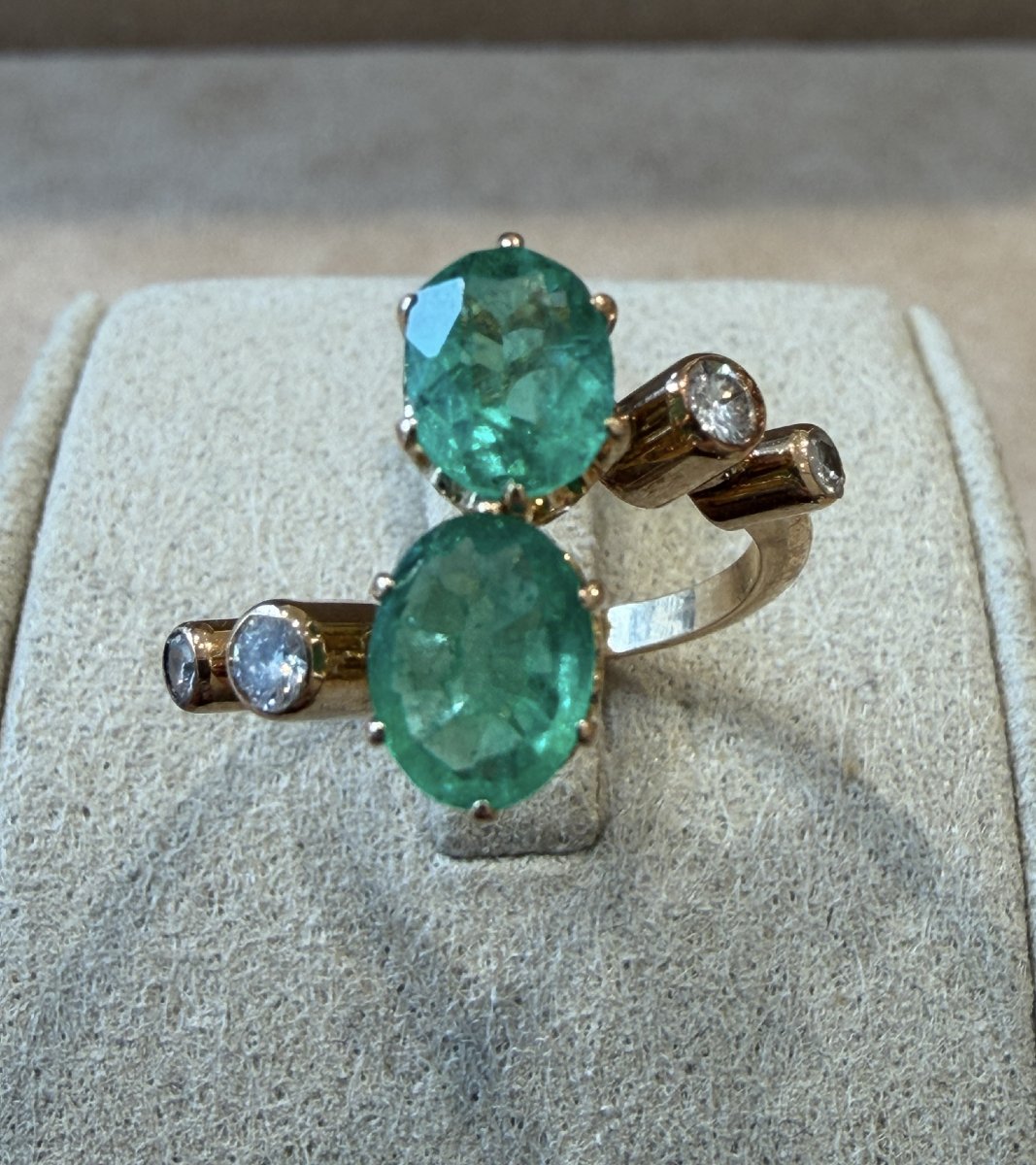 "you & Me" Emerald And Diamond Ring