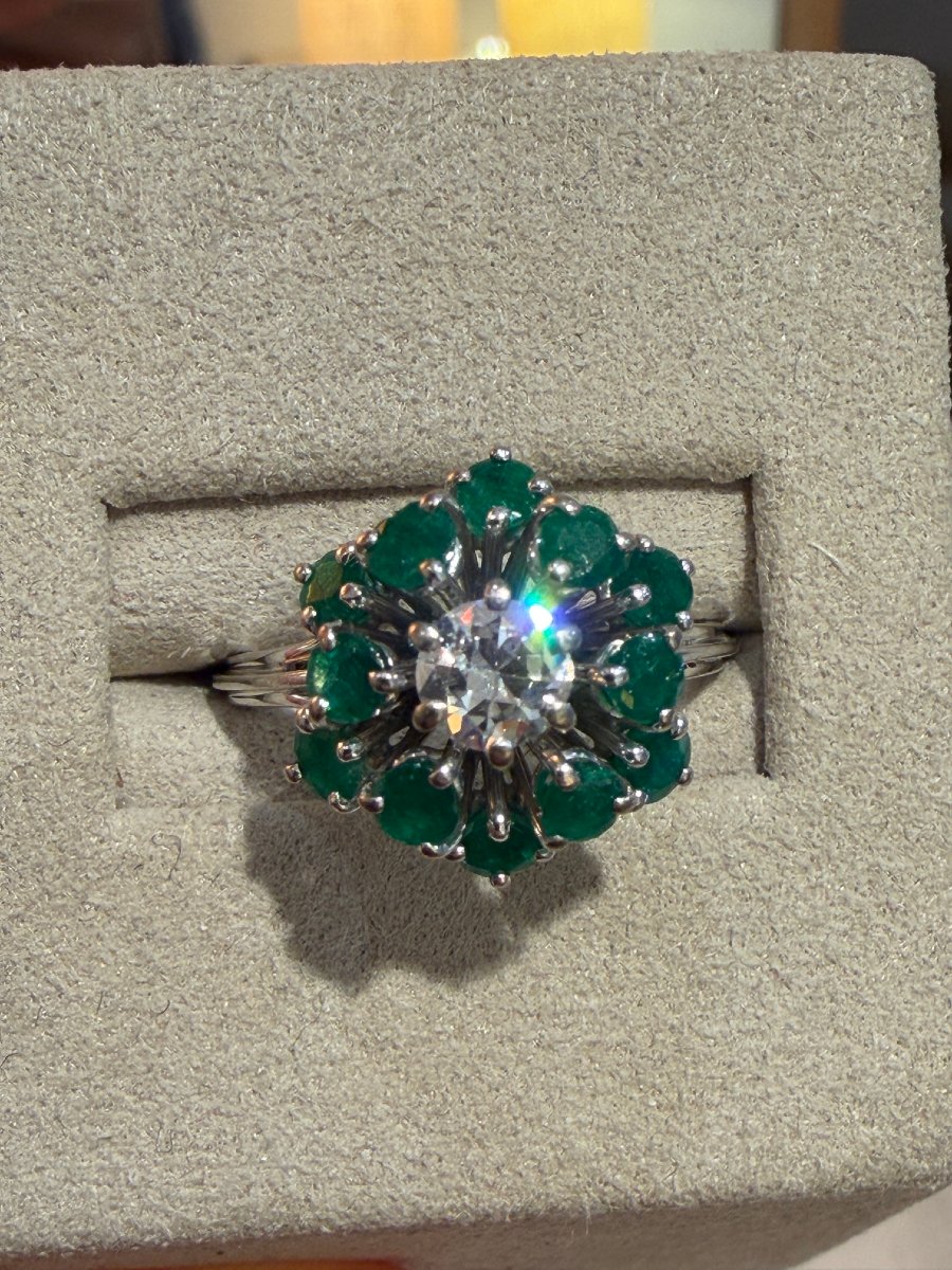 Antique Emerald & Diamond Ring -photo-2