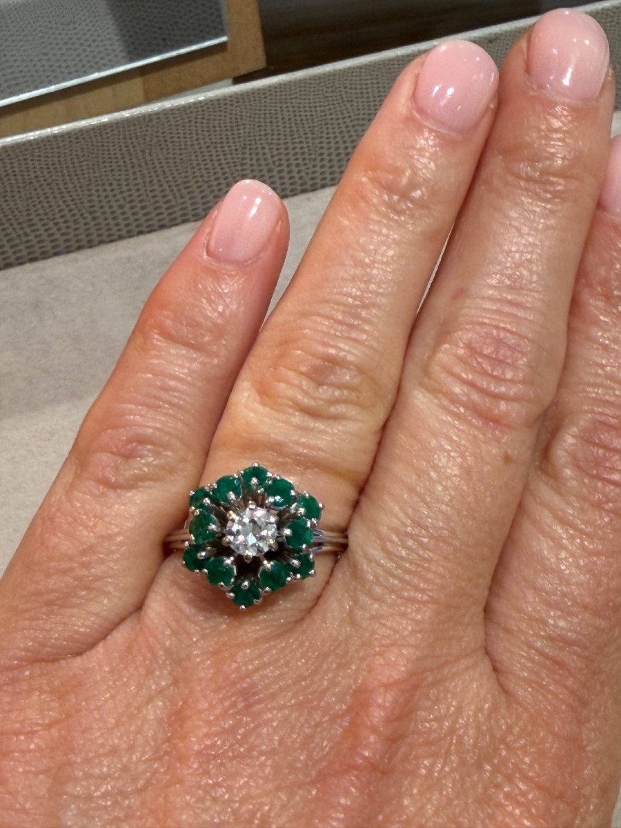 Antique Emerald & Diamond Ring -photo-2