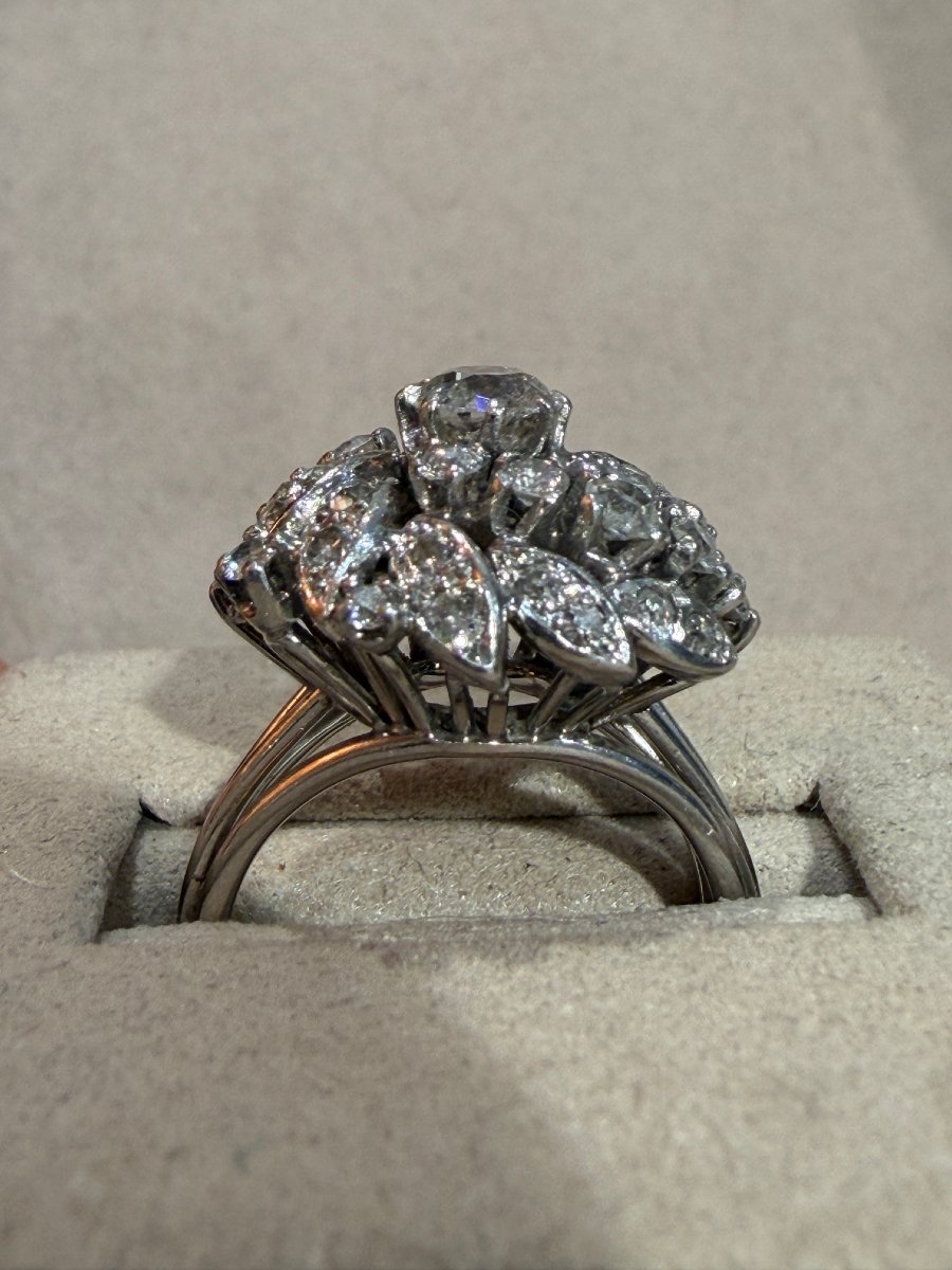 BAGUE ANCIENNE DIAMANTS EN FLEUR-photo-4