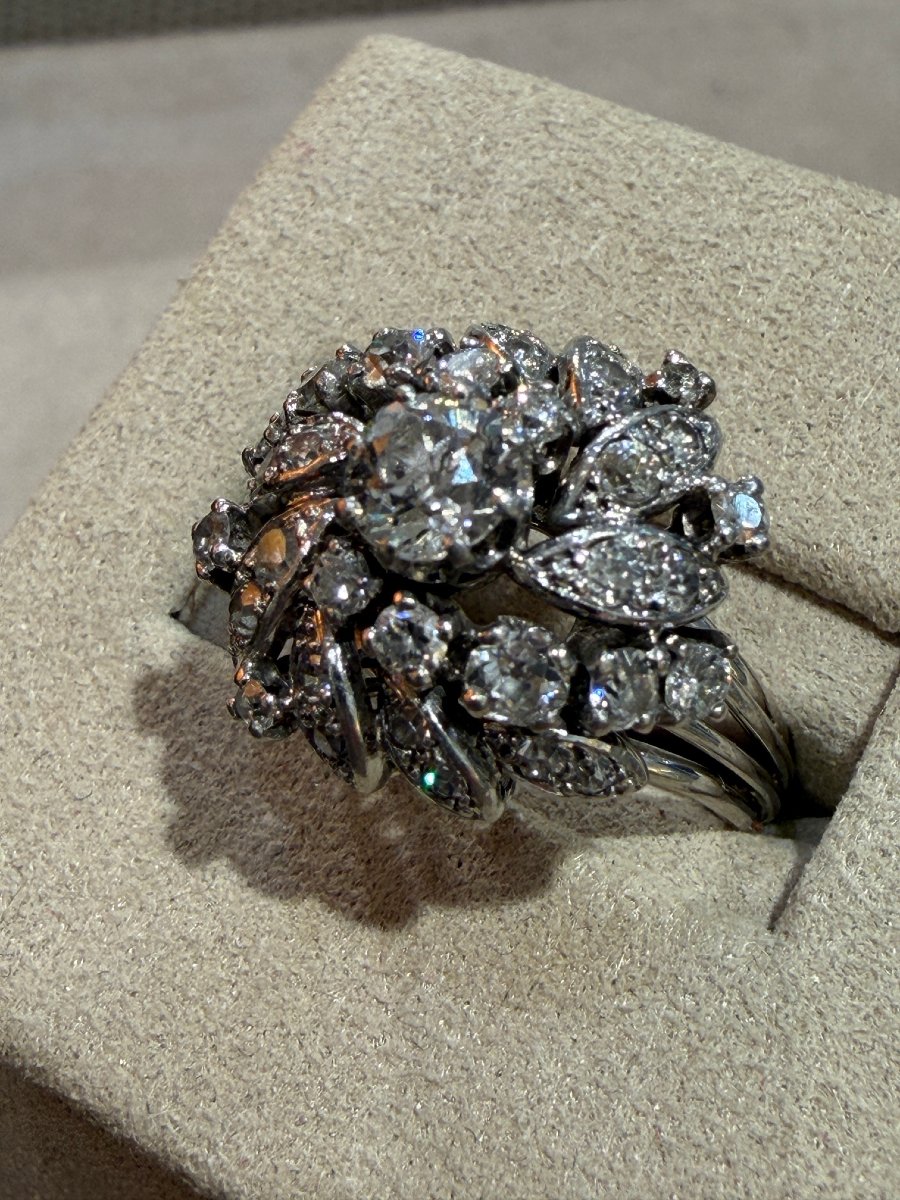 BAGUE ANCIENNE DIAMANTS EN FLEUR-photo-1