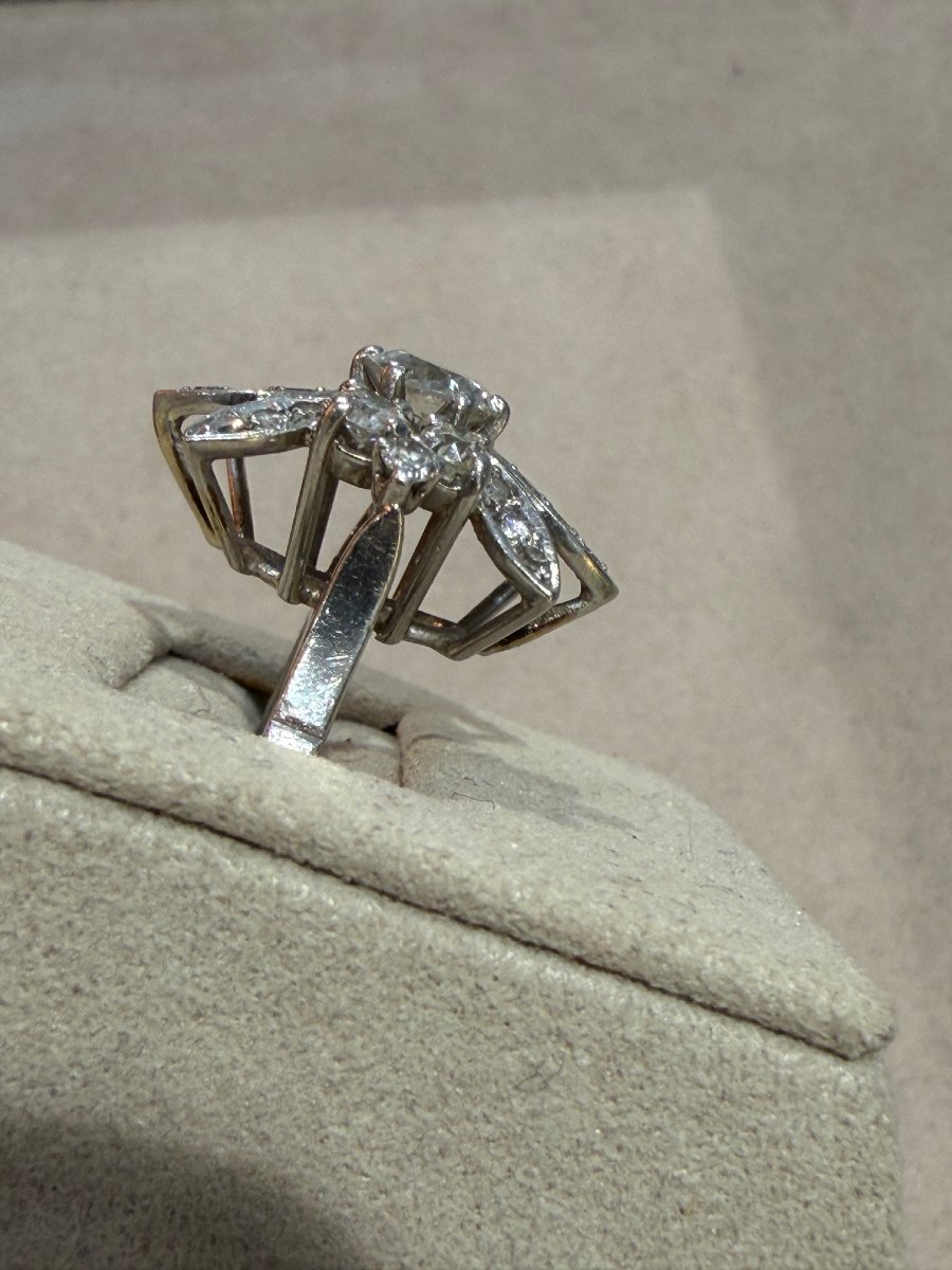 Antique Ring  With A Diamond Flower-photo-3