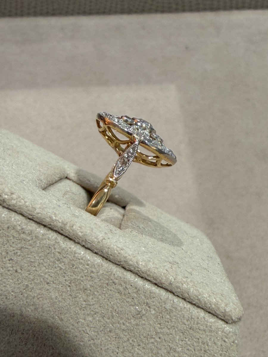 BAGUE ANCIENNE ROSACE EN DIAMANTS-photo-3