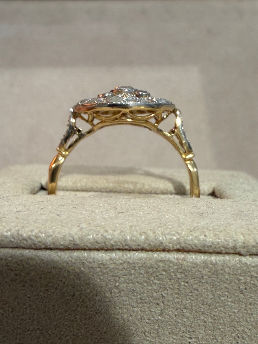 BAGUE ANCIENNE ROSACE EN DIAMANTS-photo-4