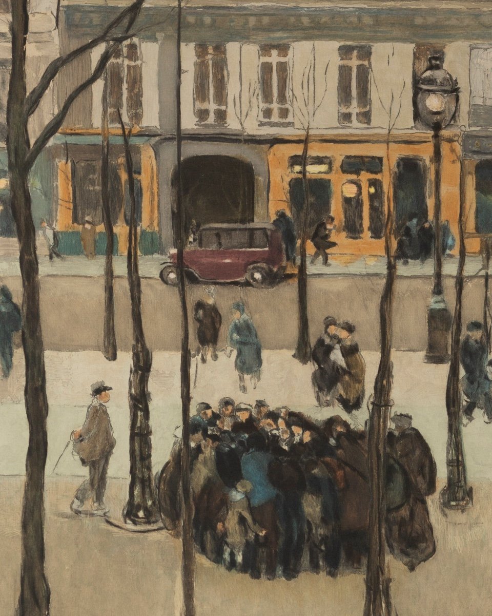 Boulevard Des Batignolles 1931, R. Haasen (died In 1944) After Jules Adler (1865-1952)-photo-3