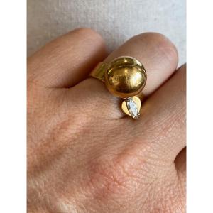 Ball Ring Adorned With A Mobile Diamond Lucienne Lazon