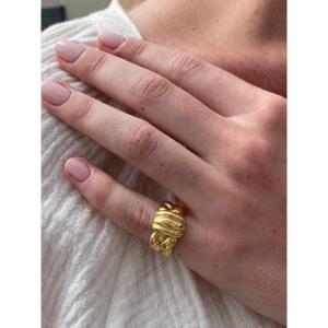 Textured Gold Signet Ring