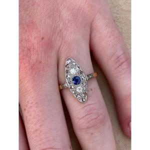 Marquise Diamond And Sapphire Ring