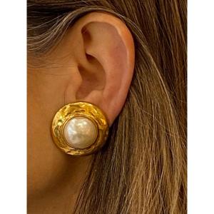 Yves Saint Laurent, Gold Clip-on Earrings And Fancy Pearls