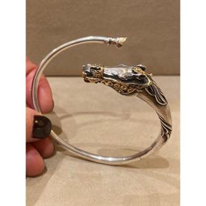 Arthus-bertrand, Silver & Gold Horse Head Bracelet