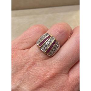 Verneuil Diamond And Ruby Band Ring