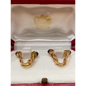 Cartier, “stirrup” Model Cufflinks In Gold And Pain De Sucre Sapphires