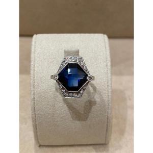 Art Deco Verneuil Sapphire & Diamond Ring