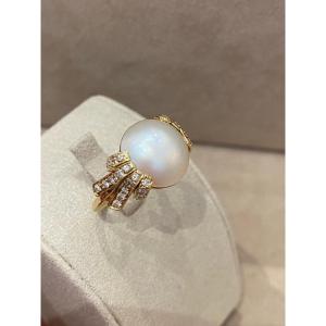Mabé Pearl & Diamond Ring