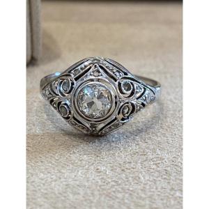 Bague Art Deco Diamant Taille Ancienne 