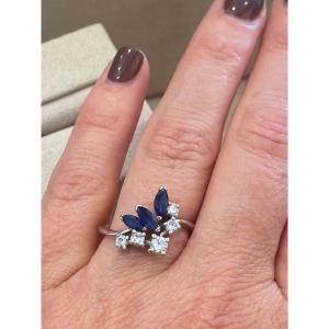 Seventies Diamond And Sapphire Ring