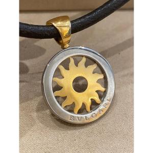 Bvlgari, “tondo” Necklace & Pendant In Yellow Gold & Steel