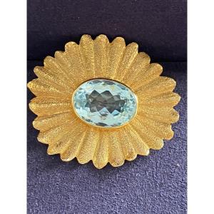 Yvonne Arnould, Blue Topaz Flower Brooch