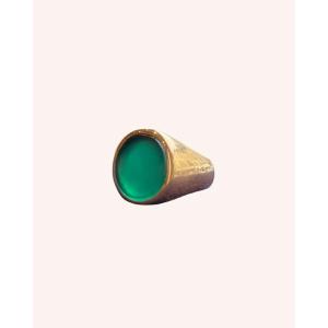 Gold & Chrysoprase Signet Ring
