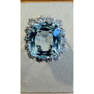 Aquamarine & Diamond Cocktail Ring
