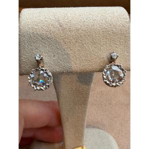 BOUCLES D'OREILLES DORMEUSES DIAMANTS TAILLE ROSE ANVERSOISE