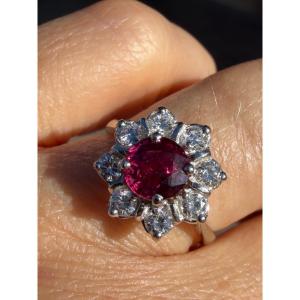 Daisy Ring With Ruby & Diamonds