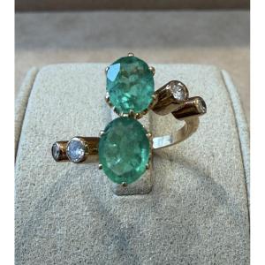 "you & Me" Emerald And Diamond Ring