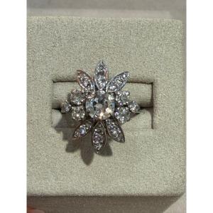 Antique Ring With A Diamond Flower