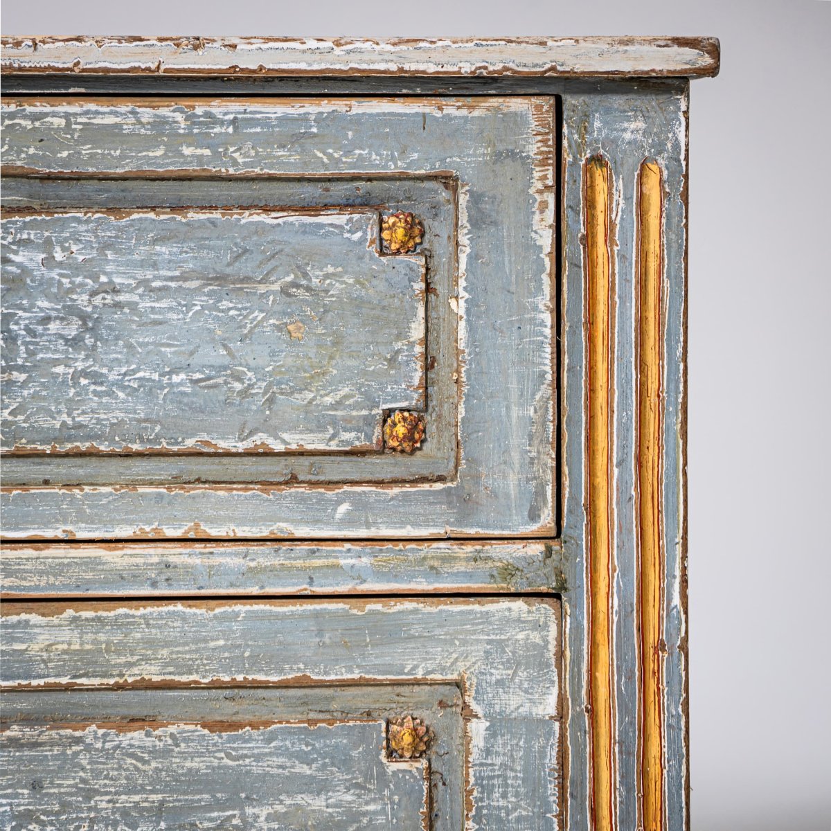 Hand-painted Louis XVI Chest Of Drawers With Gilt Accents, Late 18th Century-photo-2