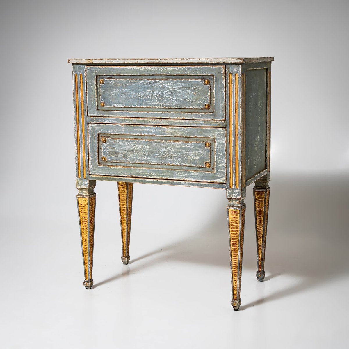 Hand-painted Louis XVI Chest Of Drawers With Gilt Accents, Late 18th Century-photo-4