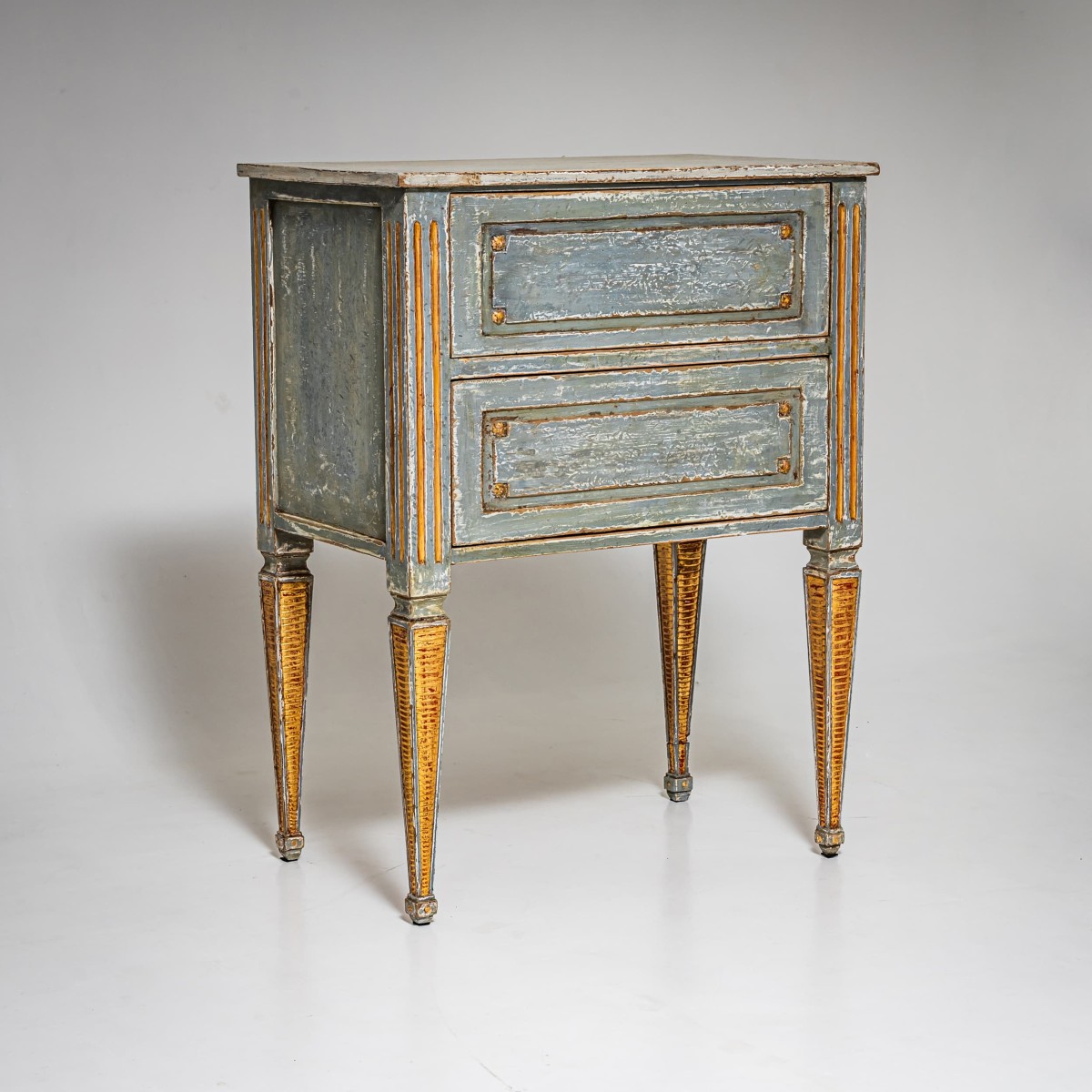 Hand-painted Louis XVI Chest Of Drawers With Gilt Accents, Late 18th Century