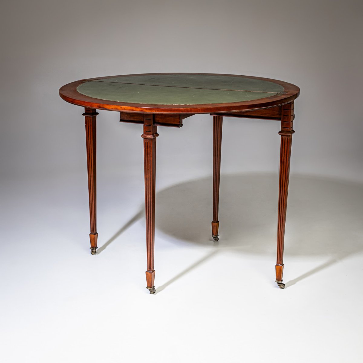 Georgian Half Moon Mahogany Gaming Table, Late 18th Century-photo-1