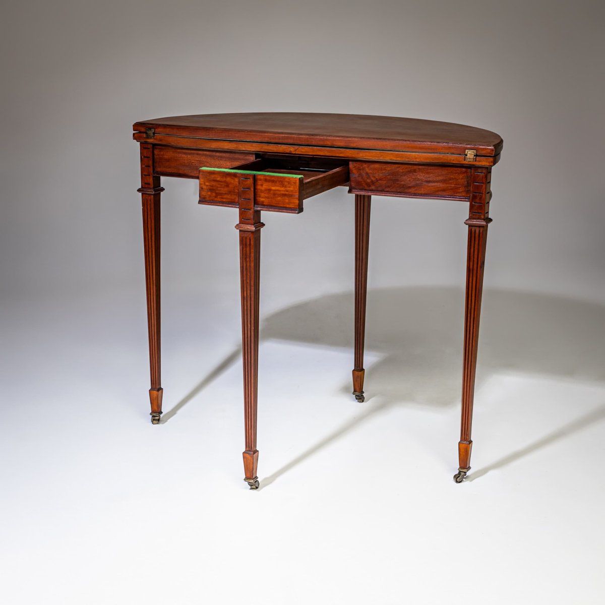 Georgian Half Moon Mahogany Gaming Table, Late 18th Century-photo-2