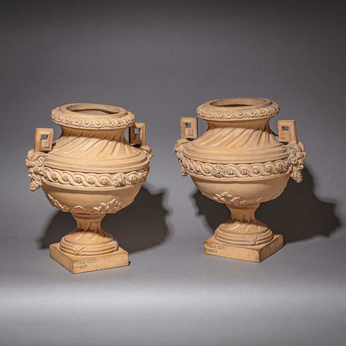 Paire d'amphores en terre cuite par Gossin, France, XIXe siècle-photo-2