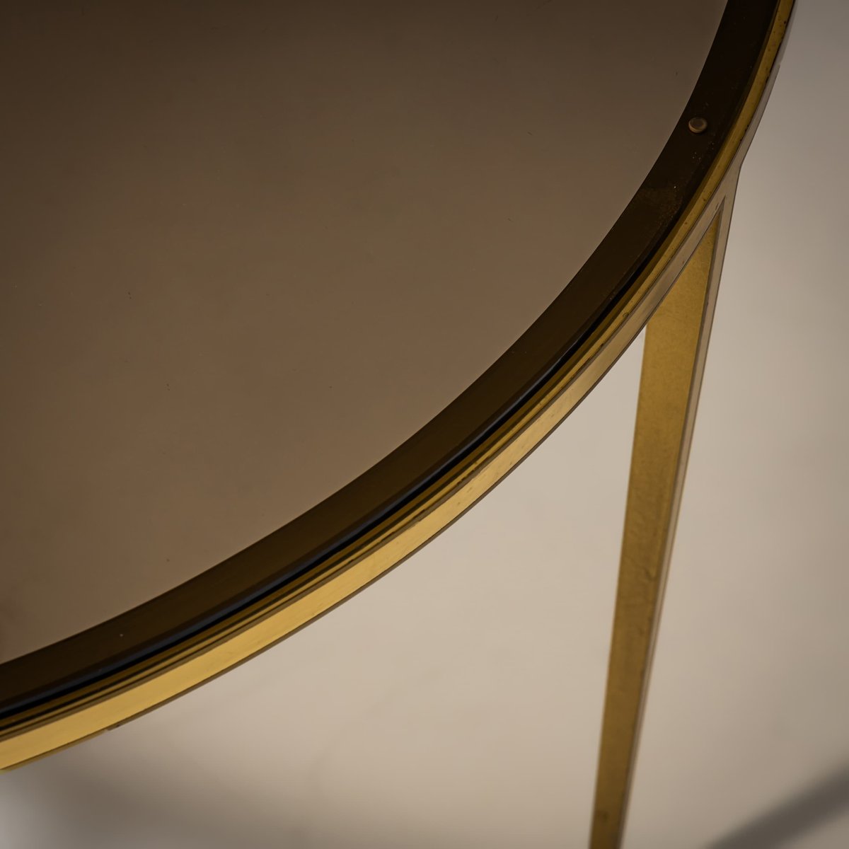 Round Coffee Table in Brass and Smoked Glass, Probably Italy, Late 20th Century-photo-3