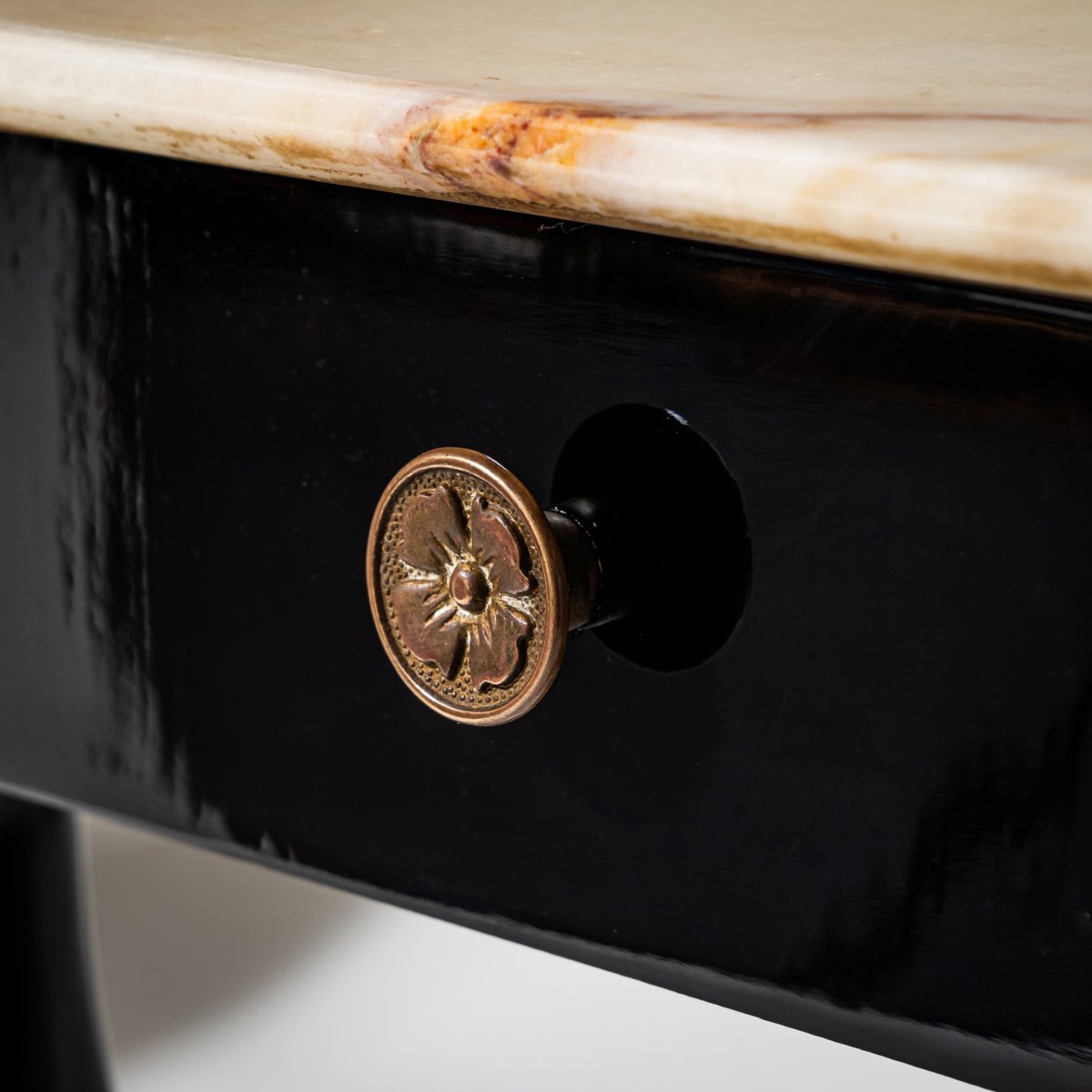 Console demi-lune ébonisée, Italie, milieu du XXe siècle-photo-6