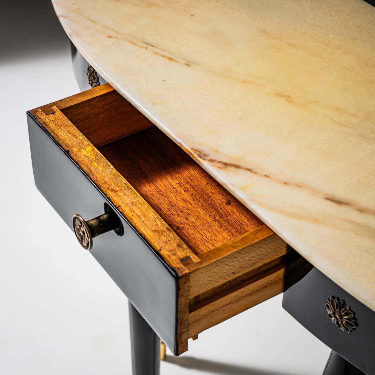 Console demi-lune ébonisée, Italie, milieu du XXe siècle-photo-7