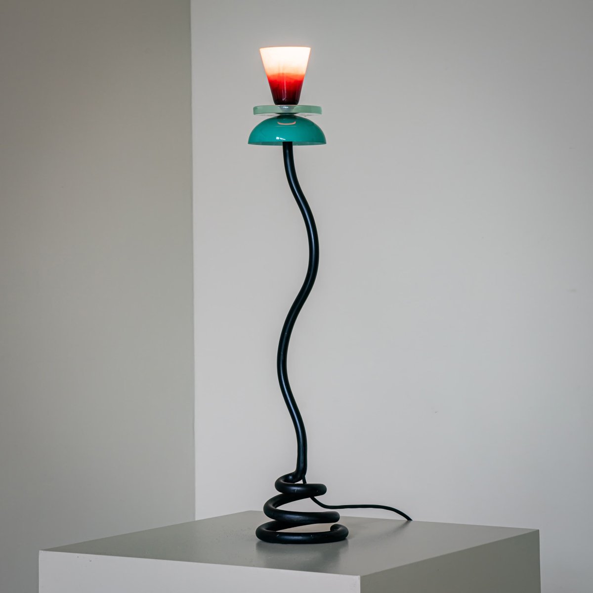 Table Lamp With Glass Shade, Italy, Late 20th Century-photo-3