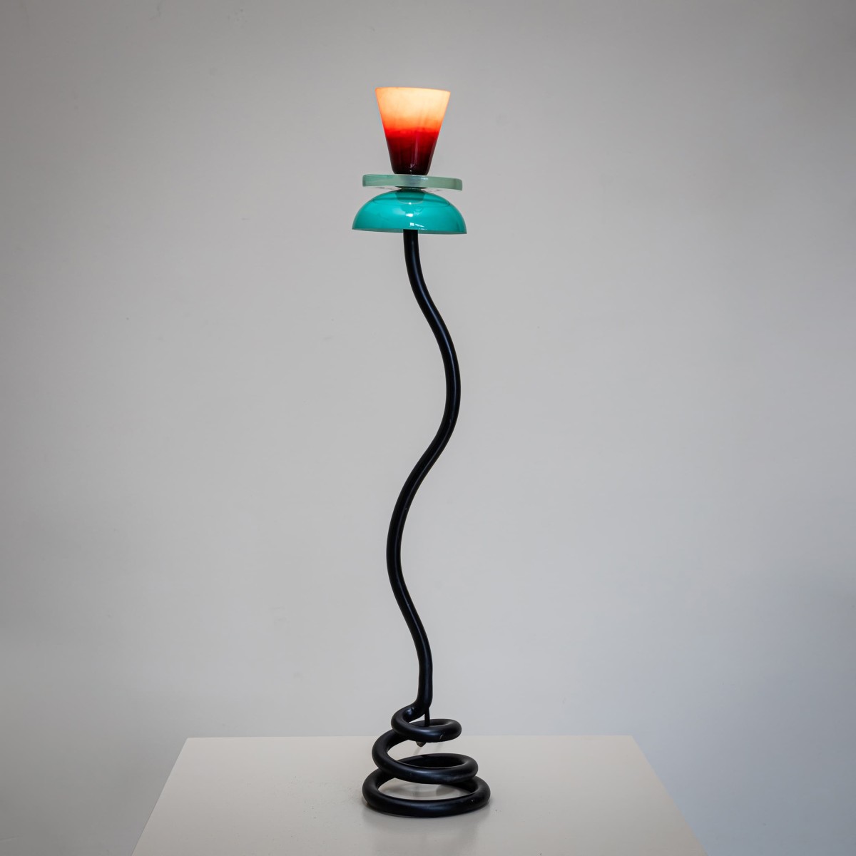 Table Lamp With Glass Shade, Italy, Late 20th Century