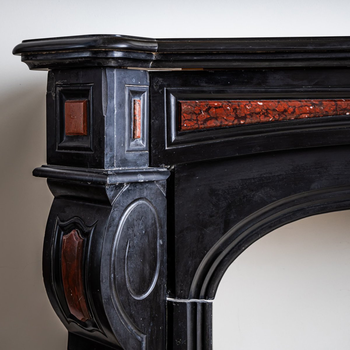 Black Stone Fireplace Surround, France, 19th Century-photo-5