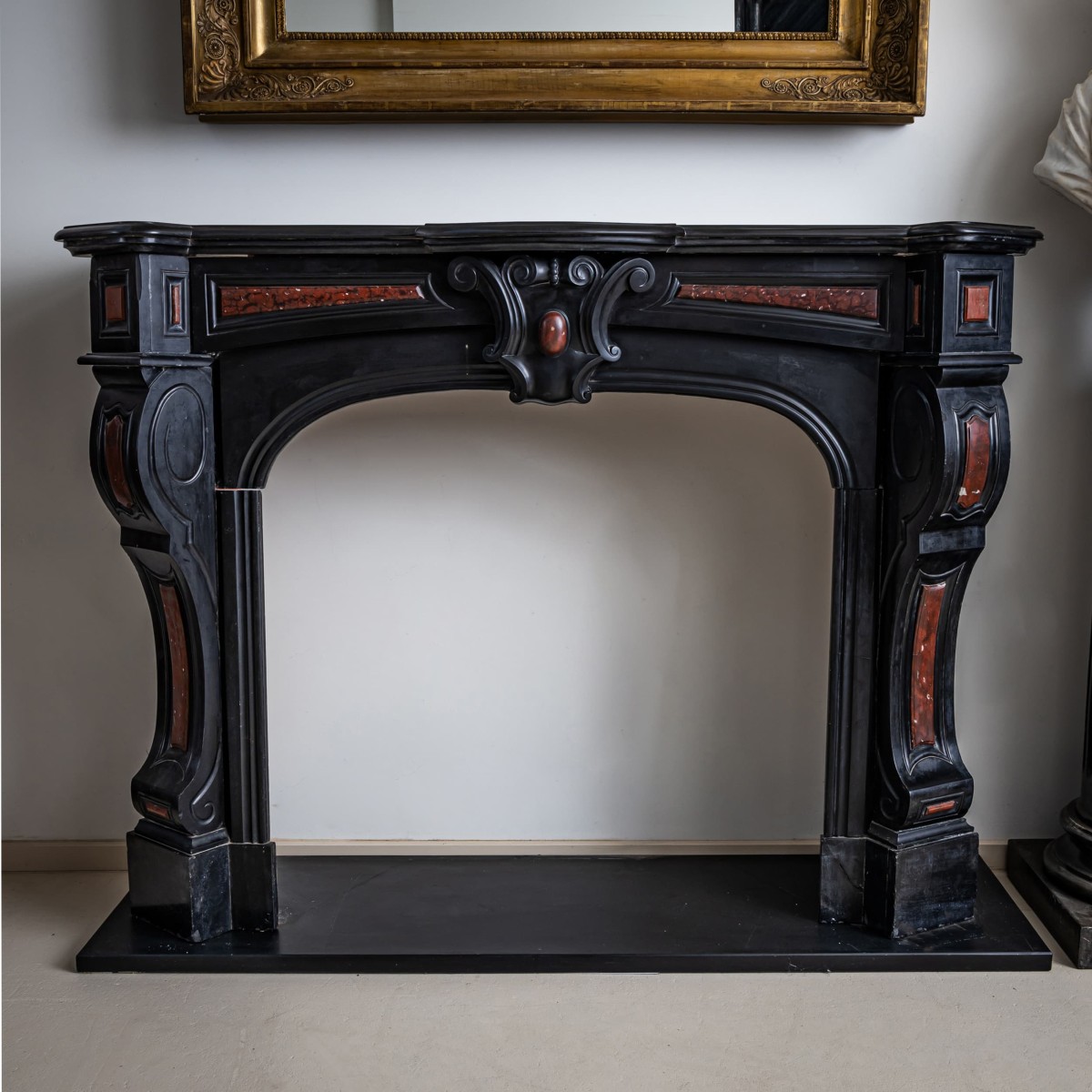 Black Stone Fireplace Surround, France, 19th Century
