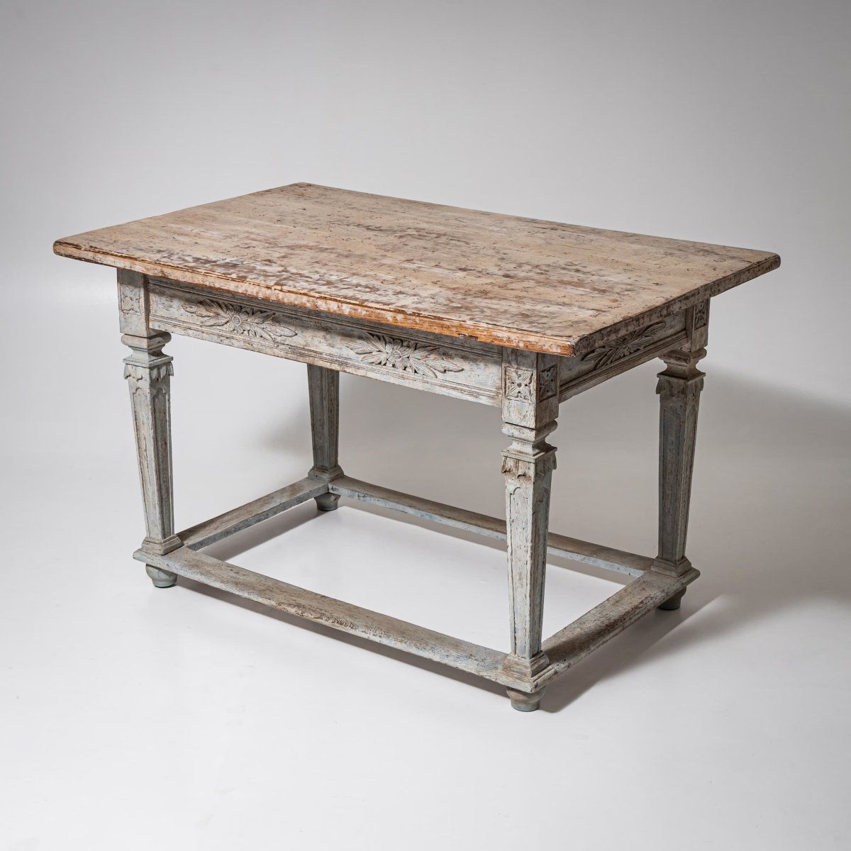 Table à manger provinciale Louis XVI avec finition grise, fin du XVIIIe siècle-photo-2