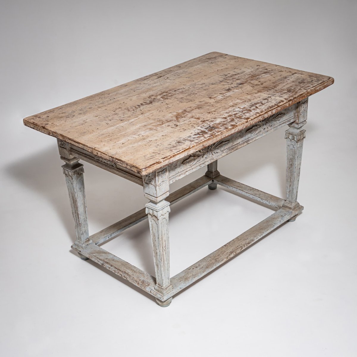 Table à manger provinciale Louis XVI avec finition grise, fin du XVIIIe siècle-photo-4